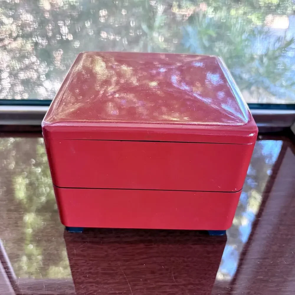 Vintage CMC Japan Red Black Stacking Bento Box 2 Tier
